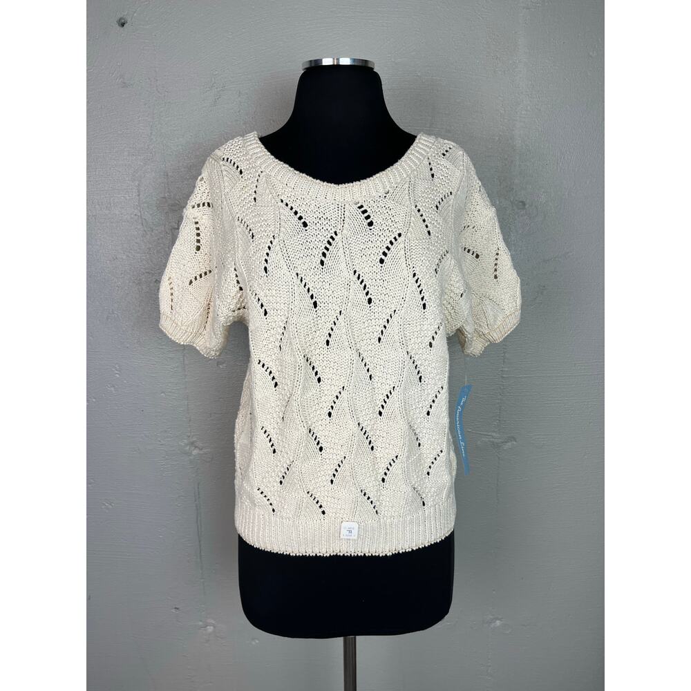 NEW Across America Knit Maven Cream Short Sleeve Sweater – Mediump